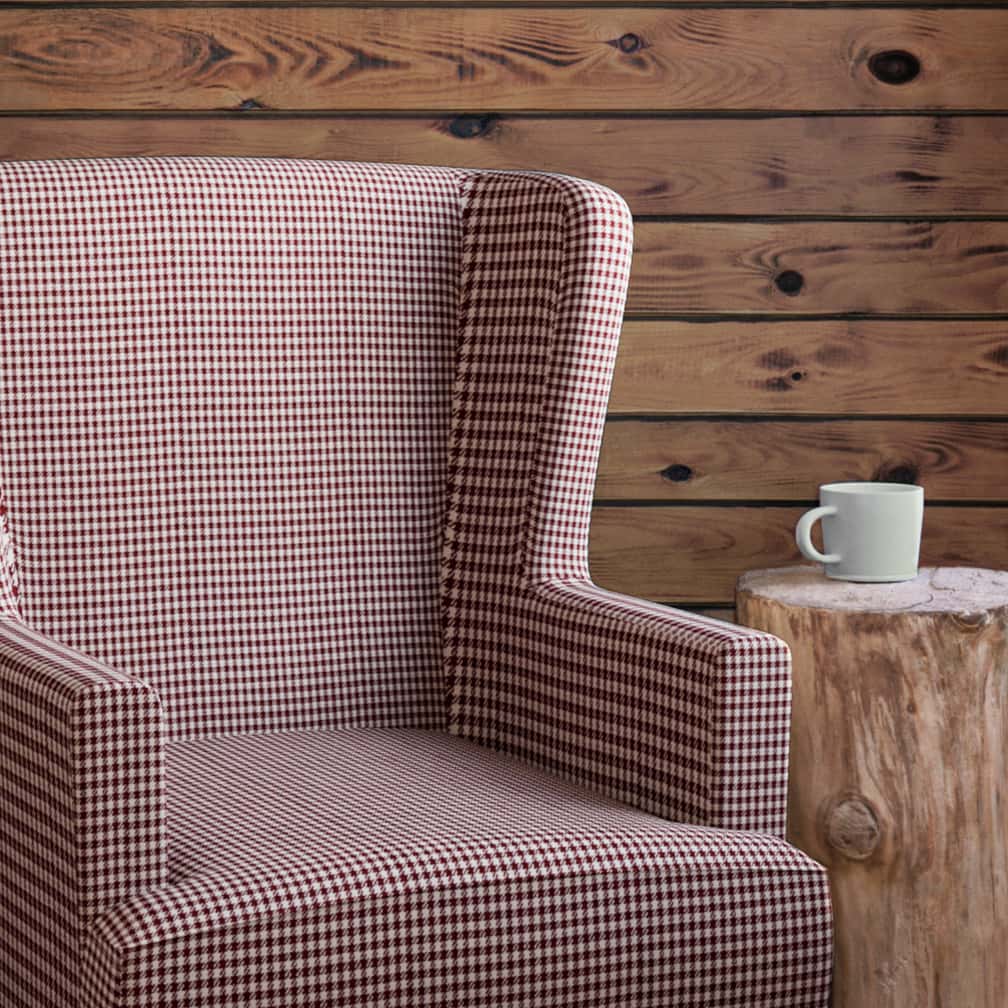 D2608 Check Crimson Fabric Charlotte Fabrics