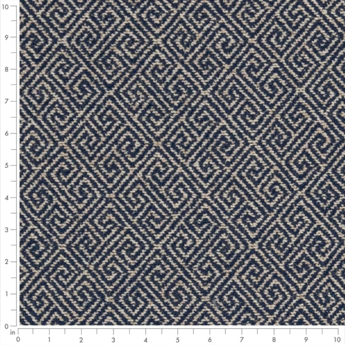 D2618 Greek Key Navy Fabric Charlotte Fabrics