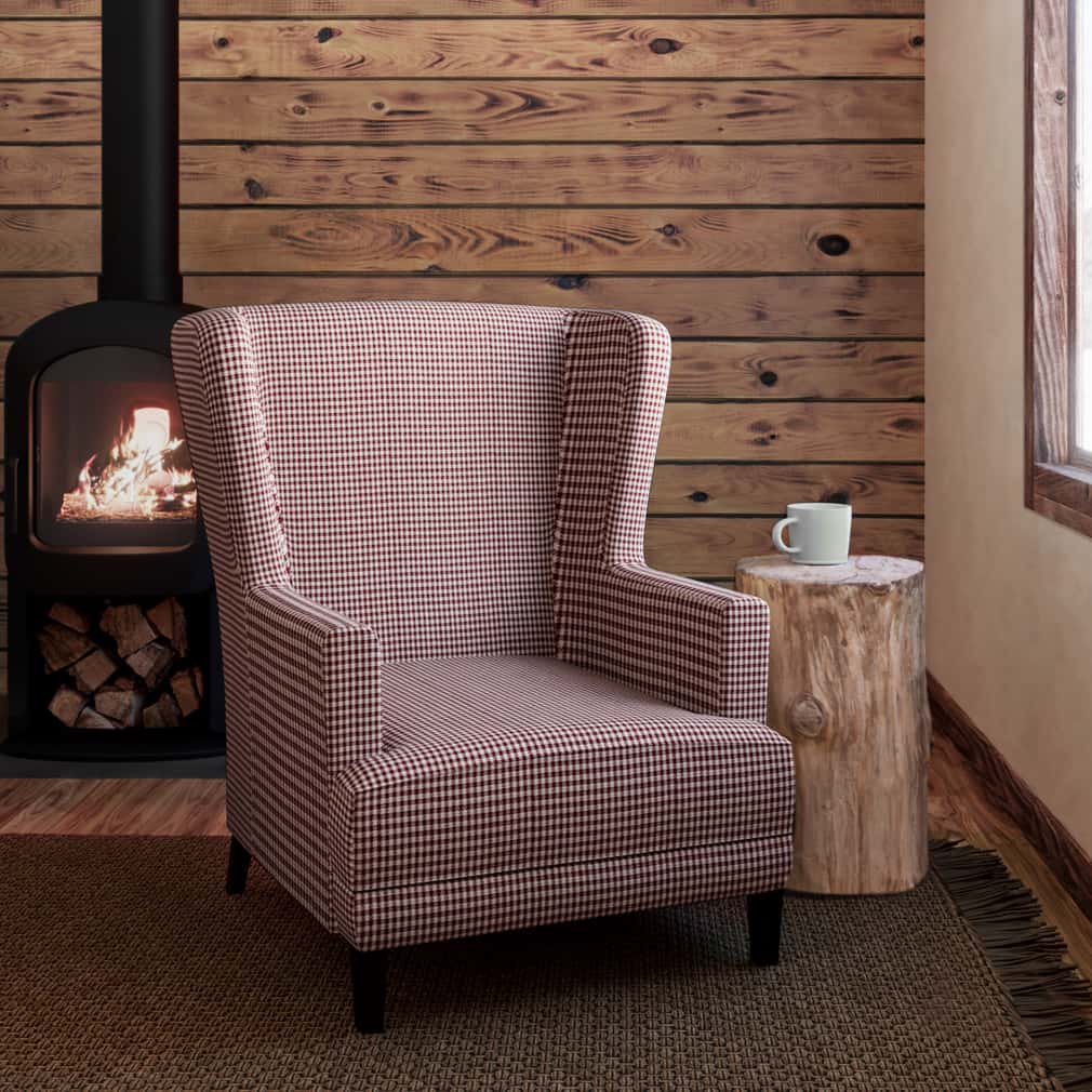 D2608 Check Crimson Fabric Charlotte Fabrics